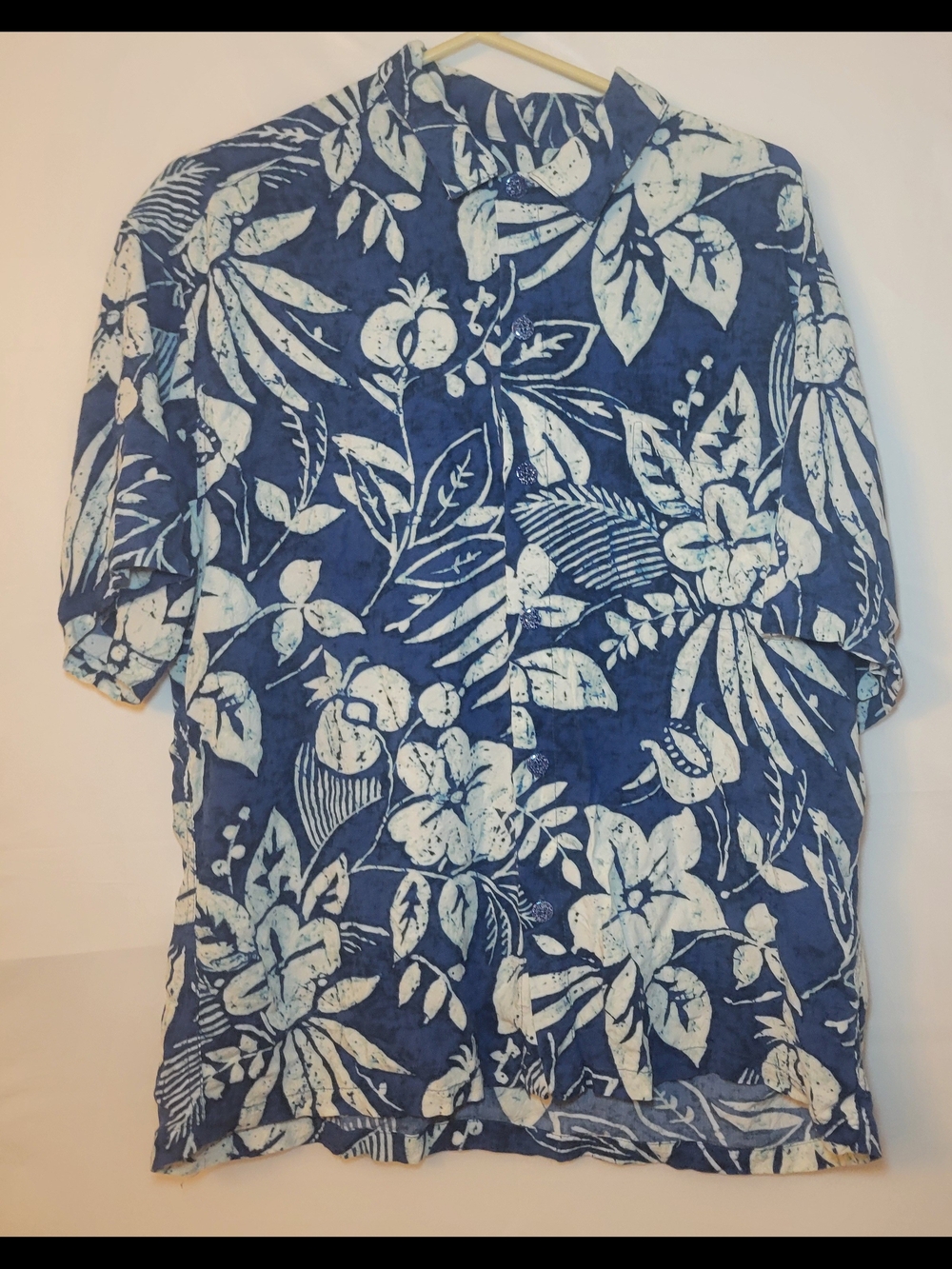 Jams World Blue and White Tropical Floral Button-Down Shirt